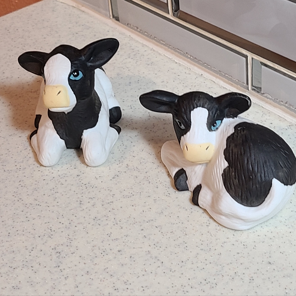 Charming Black and White Cow Figurines Knick Knacks